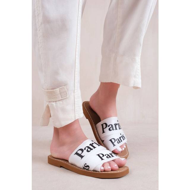 Where's That From Womens 'Cobra' Flat Sandals With Cross Over Band - White - Size UK 6