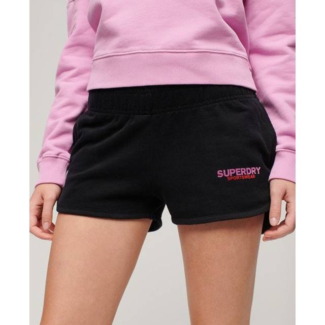 Superdry Damen Sportswear Racer Shorts mit Logo Schwarz - Größe: 42
