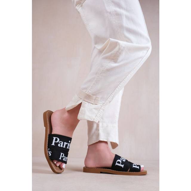 Womens 'Cobra' Flat Sandals With Cross Over Band - Black - 4