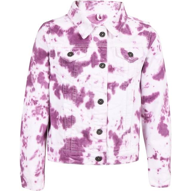 (5-6 Years, Lilac) Kids Girls Denim Jacket Jeans Tie Dye Lilac Coat