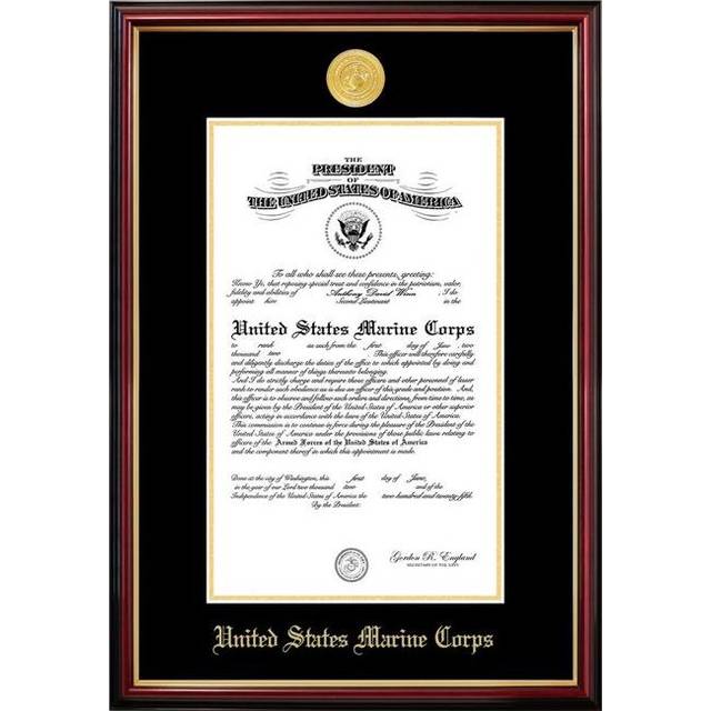 Campus Images MACPT001 10 x 14 in. Patriot Frames Marine Certificate Petite Mahogany Frame with Gold Medallion