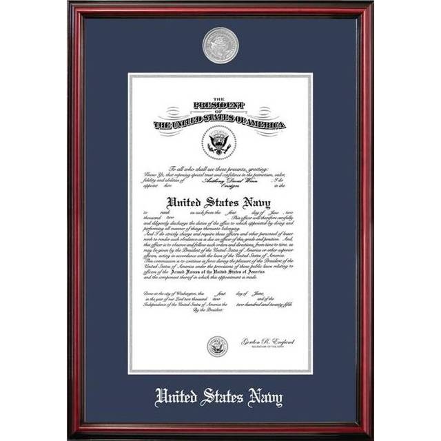 Campus Images NACPT00211x14 11 x 14 in. Patriot Frames Navy Certificate Petite Cherry Frame with Silver Medallion