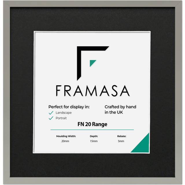 (Grey Frame Black Mount, 5x5 Pic (7x7 Frame)) Thin Matt Picture Frames Grey Photo Frames Poster Frames With Black, White or Ivory Mounts