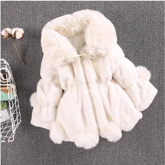 (White, 1-2 Years) Baby Kids Girls fur Coat jackets Hooded Winter