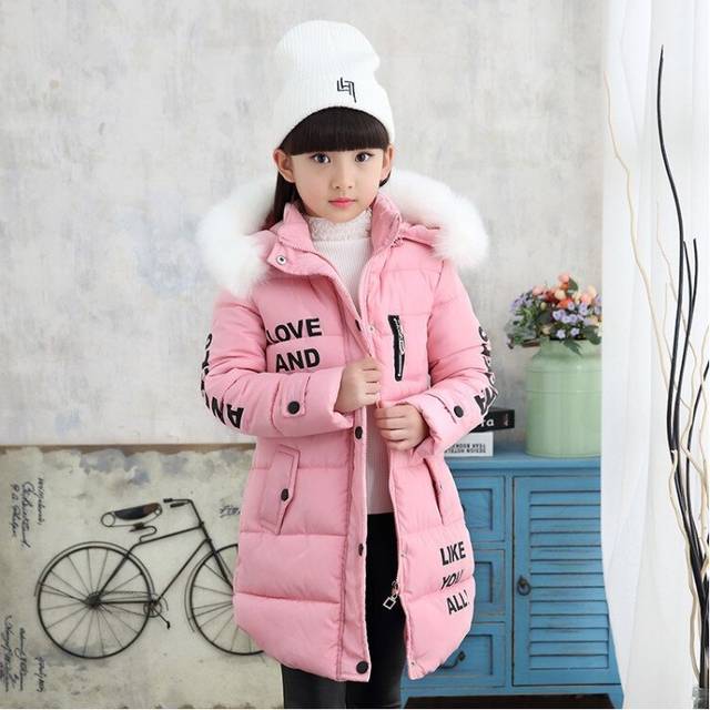 (Pink, 6-7 Years) Kids girls Long Coat Padded Winter Hooded Jackets