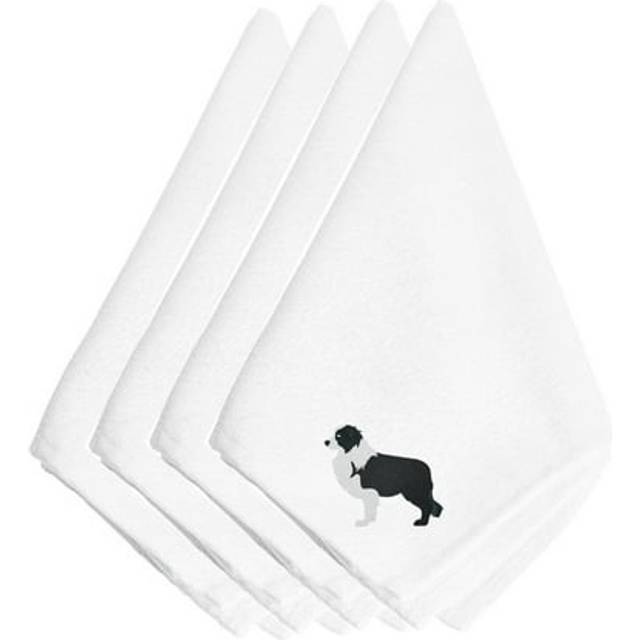 Caroline's Treasures BB3423NPKE Black Border Collie Embroidered Napkins Set of 4  20  Multicolor