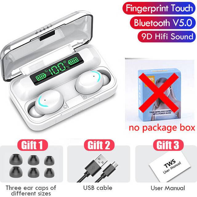 (a-F95C-White No Box) 2022 New Bluetooth 5.2 Wireless Earphone TWS Stereo HIFI Bass Touch Earbuds with Mic 3500mAh Charging Box Sports Gaming Headset
