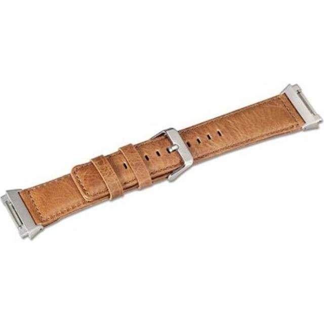 Genuine Leather Replacement Strap With Metal Adapter For Fitbit Ionic Smart Watch Accessory Wristband Light Brown Watch Bands