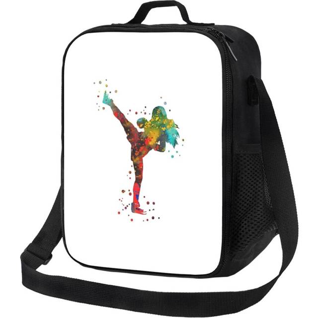 Kids Lunch Bag Lady Muay Thai Boxing, Muay Thai Boxing Insulated Tote Box for Girls Boys Back to School