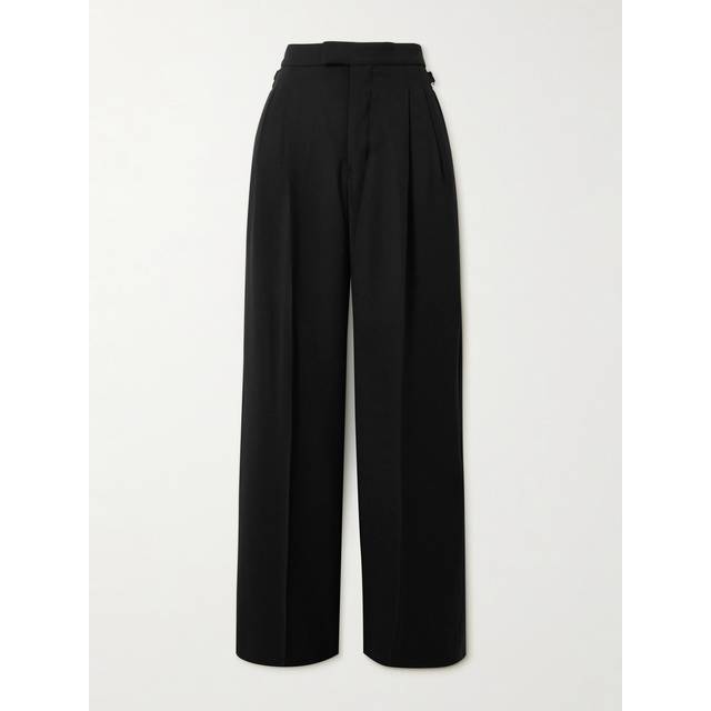 AMI PARIS - Pleated Crepe Wide-leg Pants - Black - FR 38