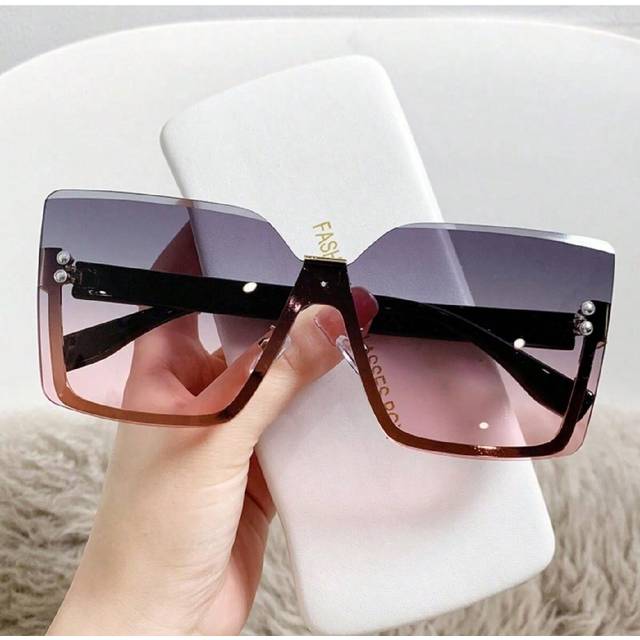SHEIN 1pc Metal Rhinestone Edged Women Fashion Decoration Glasses, New European And American Style Metal Half-Frame Fashion Glasses, Fashionable Bare Face S
