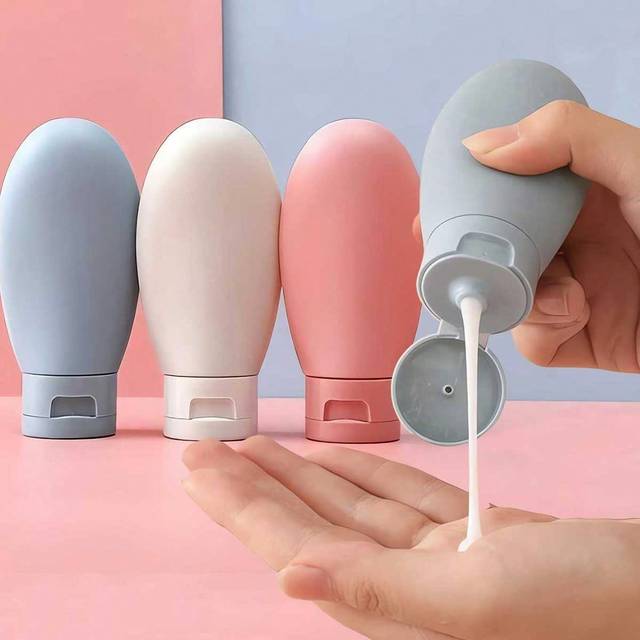 SHEIN 3pcs Refillable Silicone Travel Bottle, Leak-Proof Squeezable Silicone Travel Size Container, Silicone Travel Bottle Set For Filling Cosmetic Shampoo