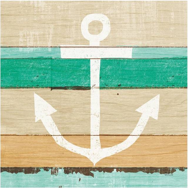 Beachscape III Anchor Green by Michael Mullan - Wrapped Canvas Painting (45.72cm H x 45.72cm W x 1.91cm D)