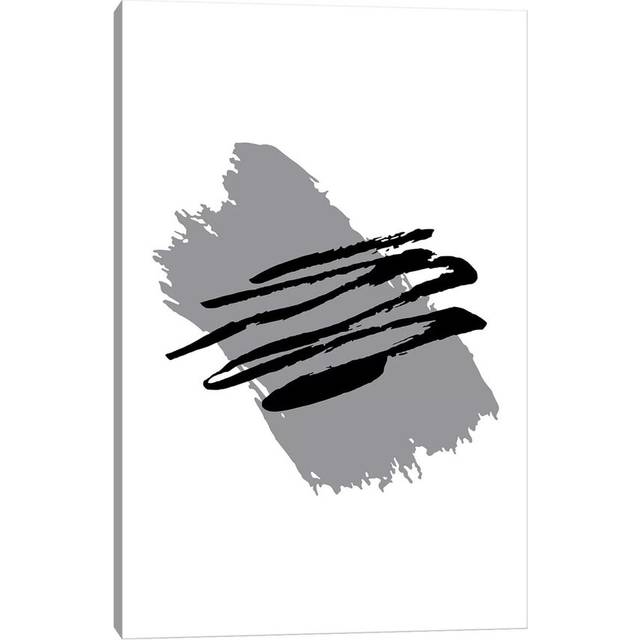 Jaggered Paint Brush Grey - Wrapped Canvas Painting (66.04 cm H x 45.72 cm W x 1.91 cm D)