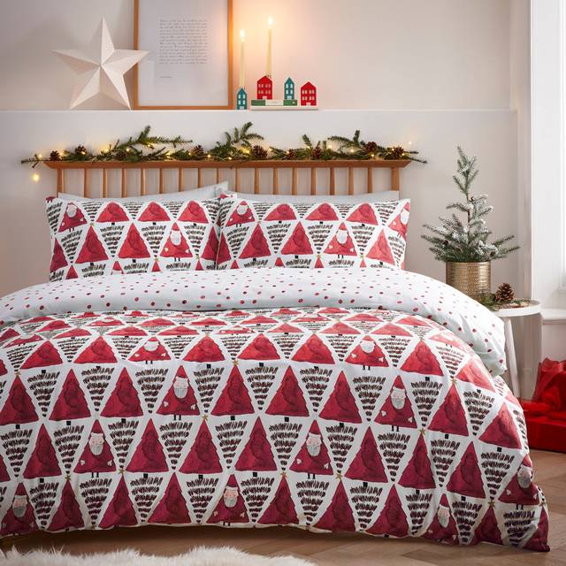 Hide & Seek Santa Christmas Reversible Duvet Cover Set - Red - Toddler