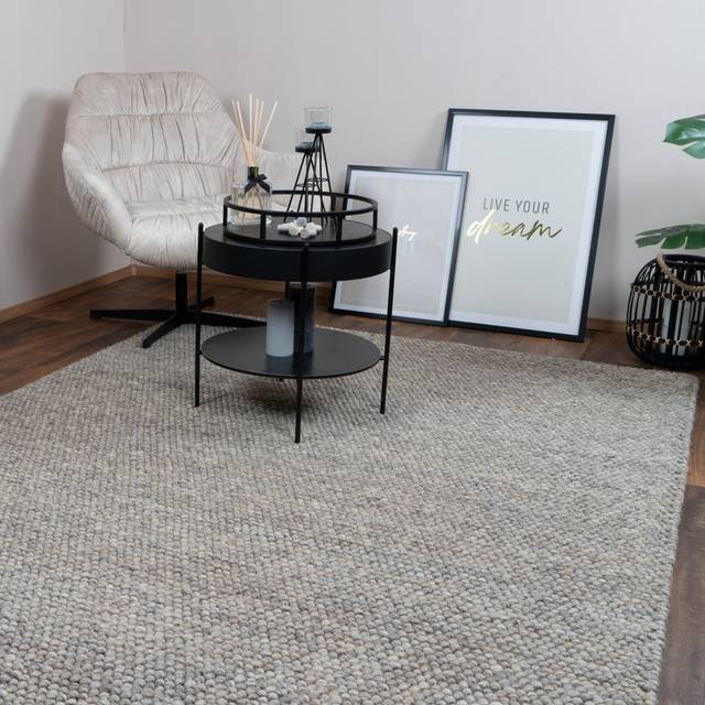Alyxandria Abstract Handmade Area Rug - Matt brushed nickel;Matt Brushed Nikel (Rectangular 80 x 150cm)