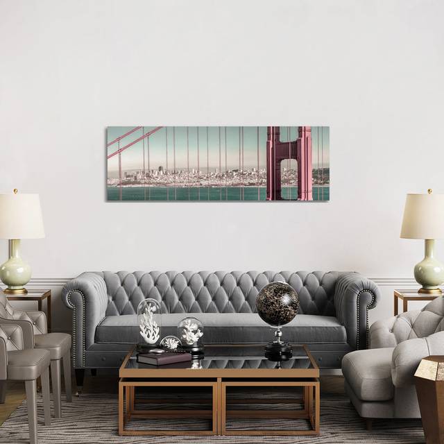 Golden Gate Bridge Panorama Urban by Melanie Viola - Wrapped Canvas Panoramic Photograph (152.4 cm H x 50.8 cm W x 1.91 cm D)