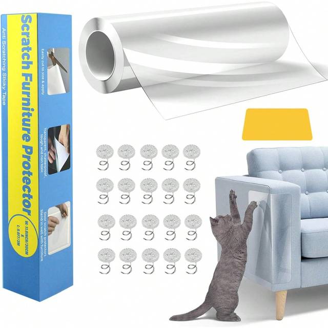 SHEIN Scratch Protection Cat Tape 30CM*5M, Cat Scratch Protection Sofa Transparent, Scratch Film Cats Self Adhesive, Scratch Protection Film,Furniture Prote
