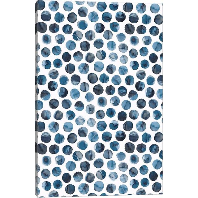 Colorful Ink Marbles Dots Blue - Wrapped Canvas Painting (30.48 cm H x 45.72 cm W)