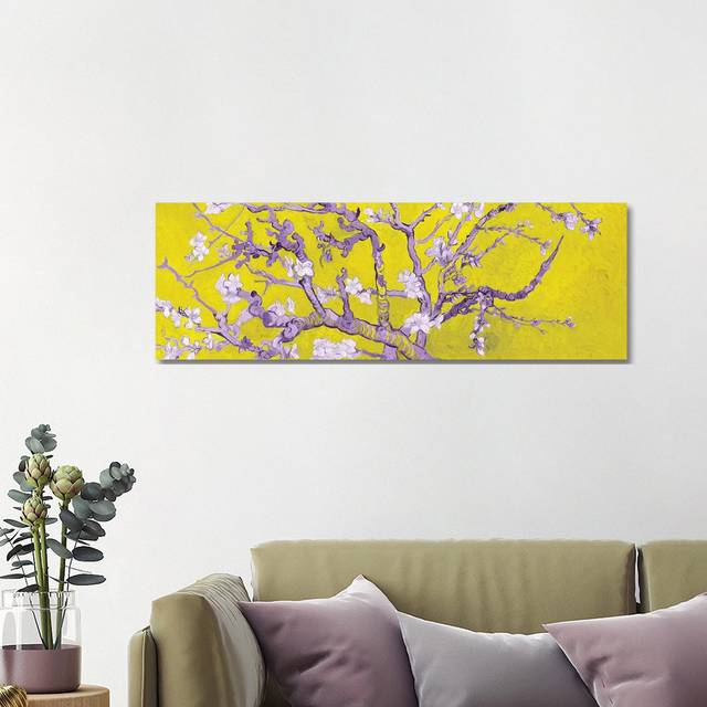 Almond Blossom on Yellow by Vincent Van Gogh - Wrapped Canvas Panoramic Painting (121.92 cm H x 40.64 cm W x 1.91 cm D)