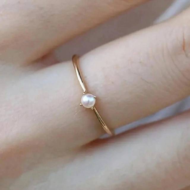 1 st. Enkel 18K guldpläterad Bra Pärl Ring För kvinnor , Lämplig För Daglig Pendla Bär (7,5,9,6,8,10)