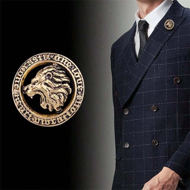 SeuSuk 1pc Men&#39;s Majestic Lion Head Shaped Brooch