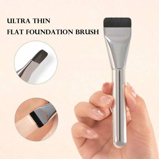SHEIN 1pc Korean Makeup Brush Ultra Thin Face Contour & Foundation Brush For Liquid & Powder Cosmetic Tool
