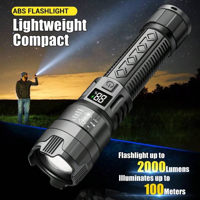 SHEIN 1PC LED Flashlight, Portable Waterproof Rechargeable Flashlight, Multifunctional Telescopic Zoom Flashlight, Outdoor USB Charging Emergency Flashlight