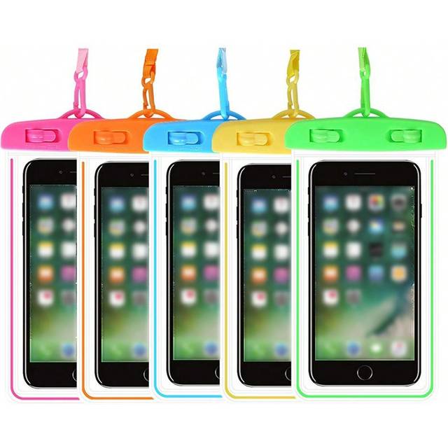 SHEIN 1pc Luminous PVC Transparent Waterproof Mobile Phone Bag, Touchable Screen Bag, Suitable For Swimming, Rafting, Diving, Fluorescent Mobile Phone Bag O