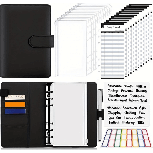 SHEIN 28 Pcs Budget Binder, Budget Binder With Zipper Envelopes, Cash Envelopes For Budgeting, Money Organizer Back To School