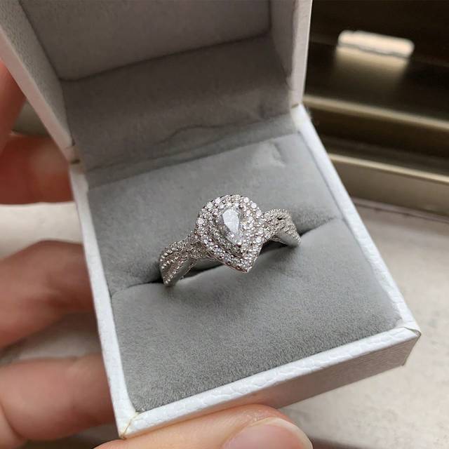 AIHUASI 2pcs/Set Wedding Rings For Women 925 Sterling Silver 4x6mm 1.3Ct Pear Cubic  Engagement Ring Bridal Rings Fine Jewelry Gift