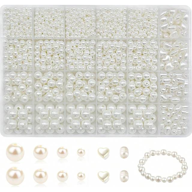 SHEIN 1610pcs Baroque Faux Pearl Beads Jewelry Making Kit Includes Heart Shape And Oval Faux Pearl For Bracelet Necklace And Crafts Making For Girls