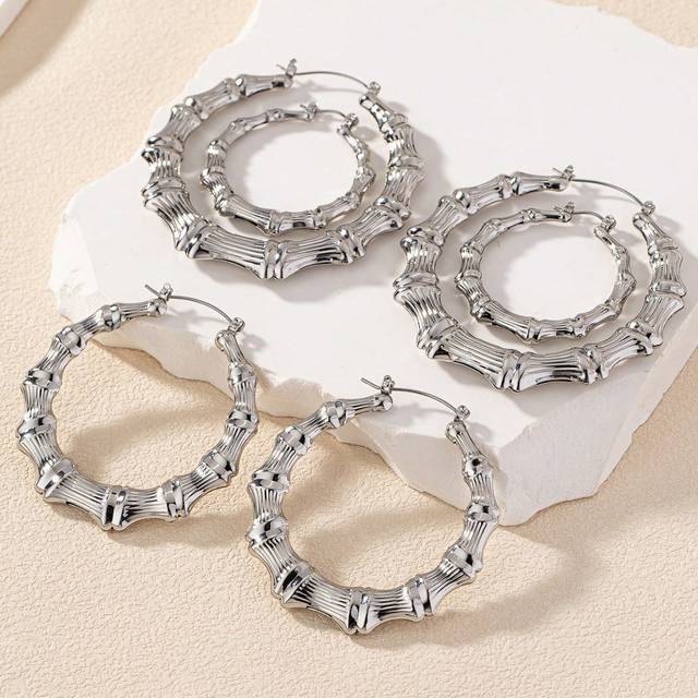 SHEIN 6pcs/Set Of Ultra-Light Bamboo Earrings Suitable For Parties And Daily Wear