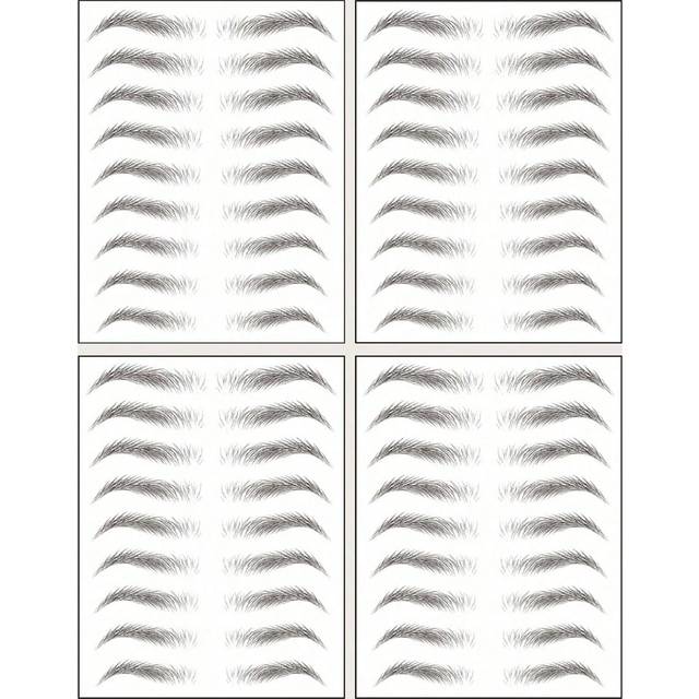 SHEIN (4 Sheets) Realistic Ecological Black Eyebrow Combination Tattoo Sticker Series Waterproof Long-Lasting Personalized Sexy Temporary Tattoo Sticker