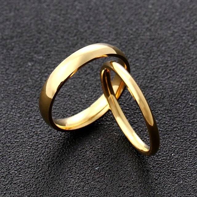 SHEIN 2pcs/Set 4mm/2mm Width Fashionable Stainless Steel Rings For Men And Women, Couple Wedding Rings