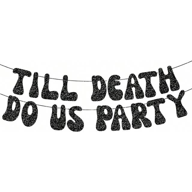 SHEIN 1pc Pre-Strung Gold Foil &#39;till Death Do Us&#39; Halloween Bunting Banner Perfect For Halloween Bridal Party And Bachelorette Decorations Fall Autumn,Chris
