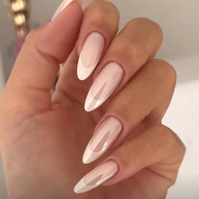 SHEIN Enhance Your Elegant - 24pcs Press-On Nail Pieces In Cute Pink Almond Shape With Mirror Finish, Glitter Detail And Simple Style, Suitable For Parties