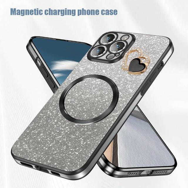 SHEIN Magnetic Ring Glitter Electroplating Anti-Drop Phone Case + A Full Set Of Phone Cases Compatible With Apple Iphone 11/12/13/14/15promax, Samsung S22/2