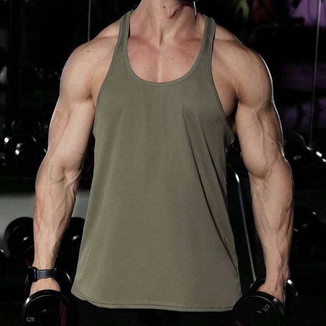 SHEIN Men&#39;s Sleeveless Workout Tank Top With Racerback Design, Allows More Arm Mobility For Weight Training And Outdoor Cycling, Breathable And Unrestrictin