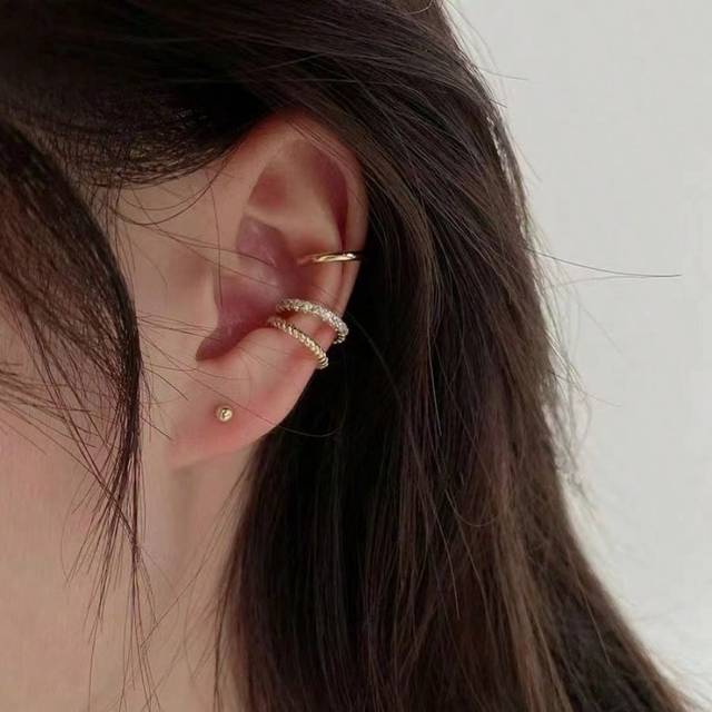 3 st. Öronklämmor För kvinnor Unisex Minimalist Mode Ring Örhängen Set Örhänge Falsk piercing Clip-on Örhänge - Multifärgad
