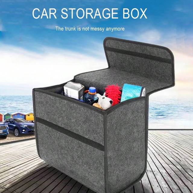 SHEIN 1pc Car Trunk Storage Box Felt Material Small Size Foldable Portable Organizer