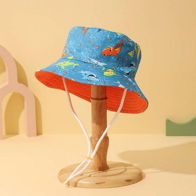 SHEIN 1pc Shark Cartoon Pattern Sun Protection Bucket Hat For Spring/Summer