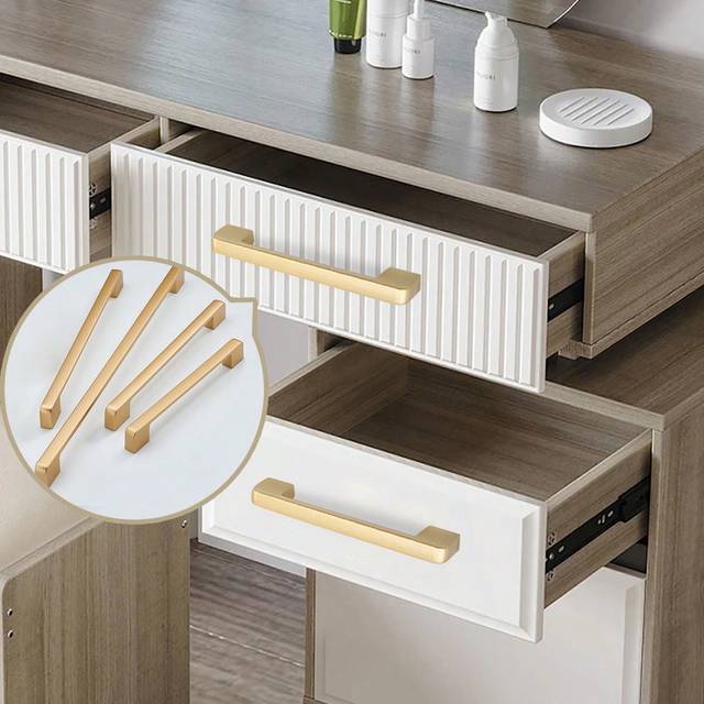 SHEIN 1PC Modern Aluminum Alloy Gold Kitchen Cabinet Handles And Knobs Drawer Handles Wardrobe Door Pulls Furniture Hardware