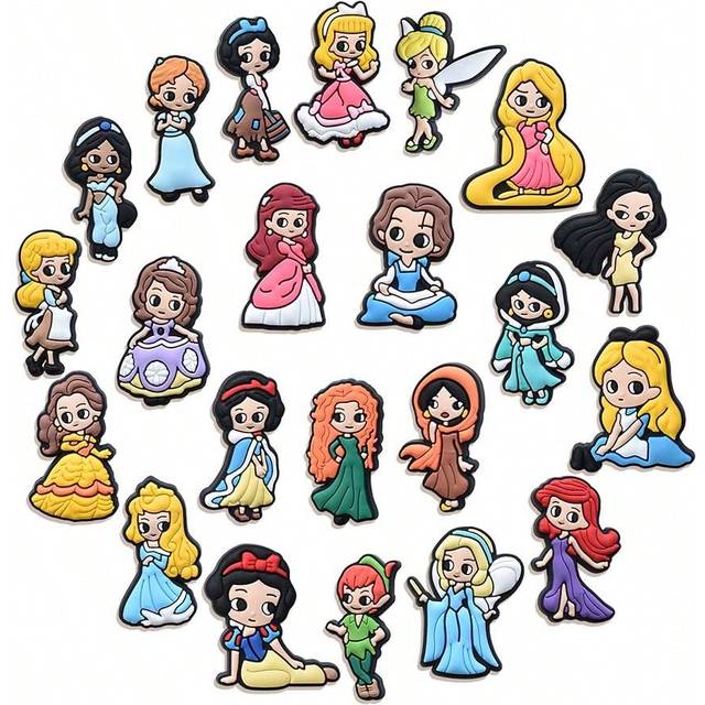 Disney 22pcs  Princess Shoe Decorations Accessories Charms For Clogs  Bubble Slides Sandals, Gift Idea For Birthday Christmas   Party Favors