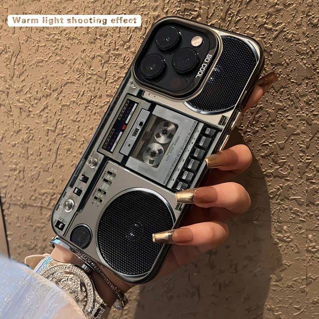 1 st. Fashionabel Retro Inspelning Enhet Tryckt Kollisionsskydd Telefonfall Kompatibel med iPhone Och Samsung Serier - Multifärgad (Multi-size)