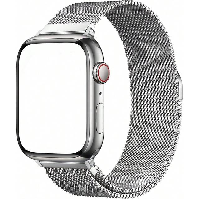 Original ögla i rostfritt stål kompatibel med Apple Watch Band 38 mm 40 mm 41 mm 42 mm 44 mm 45 mm 46 mm 49 mm, ersättningsband för magnetlås Kompatib - Silver (38/40/41MM,42/44/45/49 MM,Serie 10 42mm,Serie 10 46mm)