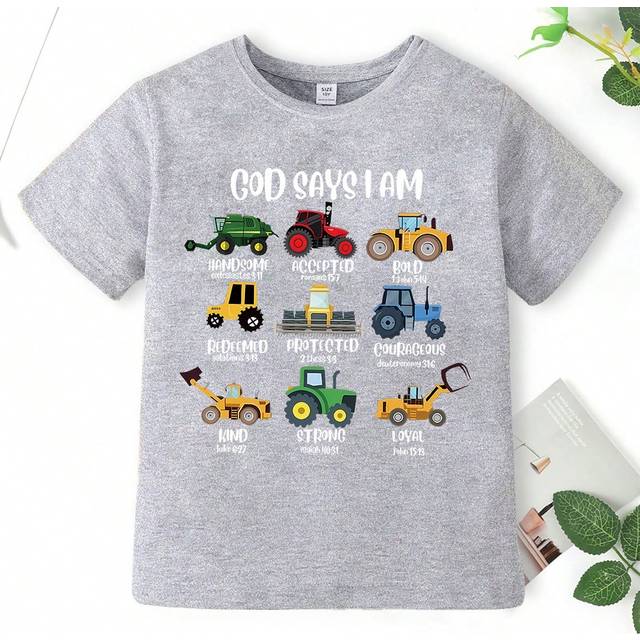SHEIN Young Boy Cool Streetwear Letter Printed T-Shirt, Casual Round Neck Short Sleeve Tops For Summer