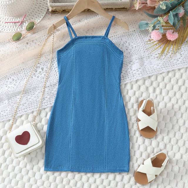 SHEIN Young Girl Knitted Summer Simple Fashion Cami Dress