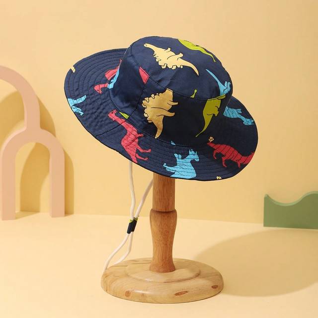 SHEIN 1pc Baby Dinosaur Pattern Sun Protection Bucket Hat For Spring/Summer
