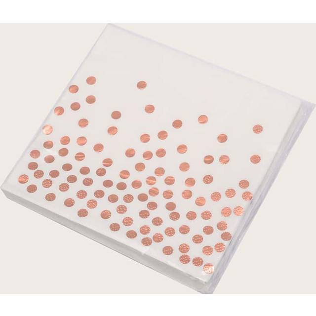 SHEIN 25pcs Disposable Napkins With Rose Gold Polka Dots,Christmas